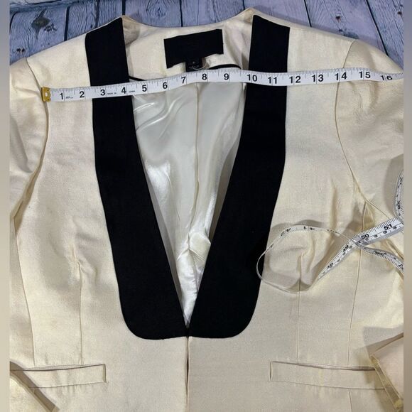J Crew Collection Silk Tuxedo Black Cream Chic Formal Wedding Jacket 8 Skirt 6 - Picture 7 of 16